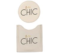 DRAEGER PARIS 1886 - Miroir de Poche Rond So Chic avec Étui Ivoire - Compact et Anti-Rayures - Miroir Maquillage pour Maison et Voyage - Idée Cadeau Fête, Anniversaire, Amoureuse, Amie - 8 x 8,5 cm