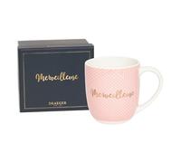DRAEGER PARIS | Mug rose en céramique "Merveilleuse" | Mug original Idée Cadeau Meilleur Amie, Copine, Sœur, Maman, Mamie | Mug café avec coffret Cadeau