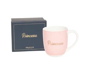 DRAEGER PARIS 1886 | Mug en Céramique Rose Princesse 320ml | Cadeau Chic pour Amie, Copine ou Collègue | Design Géométrique & Message Doré | Avec Coffret Cadeau Élégant