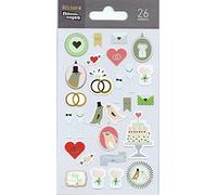 DRAEGER PARIS 1886 Nouvelles Images 75007569 Symboles et Images de Mariage Ensemble de 26 Mini Stickers Finition Matière PVC & Argent Multicolore 14.49 x 7.8 x 0.1 cm