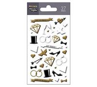 DRAEGER PARIS 1886 Nouvelles Images 75007628 Icones Mariage Ensemble de 37 Mini Stickers Finition Matière Epoxy & Argent Multicolore 14.49 x 7.8 x 0.1 cm