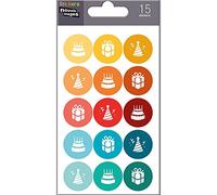 DRAEGER PARIS 1886 Nouvelles Images 75007875 Pastilles Anniversaire Ensemble de 15 Mini Stickers Finition Matière PVC Transparent Multicolore 14.49 x 7.8 x 0.1 cm