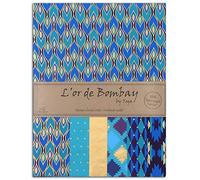 Papier l'Or de Bombay 27,8 x 21,2 cm - Bleu et Violet - 6 feuilles Bleu
