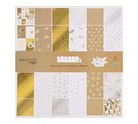 DRAEGER PARIS 1886 Papier 30 x 30 Scrapbooking, Or et Blanc, 30,5 x 30,5 cm