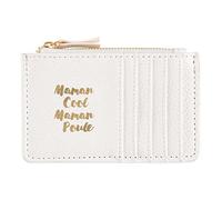DRAEGER Paris - Porte-Carte - Maman Cool Maman Poule - 12,5 x 8 cm - Blanc - Zippé - Accessoire, Mode, Fashion, Tendance - Idée Cadeau Famille, Fête des Mères