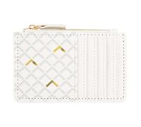 DRAEGER Paris - Porte-Carte - 12,5 x 8 cm - Blanc/Doré - Zippé - Accessoire, Mode, Fashion, Tendance - Idée Cadeau Amis, Famille, Fête des Mères, Copine