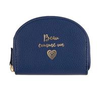 DRAEGER PARIS 1886 - Porte-Monnaie Bleu Marine Beau comme Un Cœur - Taille Moyenne 12x2x9,5 cm - Rangements Multiples pour Pièces, Billets, Cartes - 2 Poches, 3 Compartiments, Fermeture Éclair