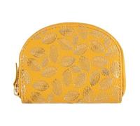 DRAEGER PARIS 1886 - Porte-Monnaie Feuilles Dorées Jaune Moutarde - Format Pratique 12x2x9,5 cm avec Fermeture Éclair - Rangement Pièces, Billets, Cartes - Accessoire Élégant et Fonctionnel