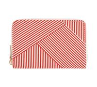 DRAEGER PARIS 1886 - Portefeuille Femme Format Moyen 15x2,5x9,5 cm - Rayures Blanches et Rouges - Rangements Multiples pour Cartes et Billets - Accessoire Élégant en Polyester avec Doublure Coton