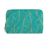 Portefeuille Femme - Feuilles Dorées - Turquoise - Draeger Paris turquoise