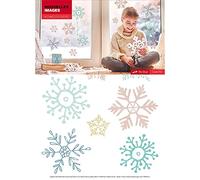 DRAEGER PARIS 1886 - Stickers Fenêtre Noël Électrostatiques - Étoiles de Neige Pailletées - Repositionnables & Lavables - Déco Facile et Durable - 1 Planche 24x36 cm - Fabrication Européenne