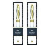 DRAEGER PARIS 1886 - Stylo Bille Rétractable Bleu & Or Merci avec Mine Noire - Cadeau Personnalisé pour Collègue, Maîtresse, Manager - Livré en Boîte Cadeau Élégante (Lot de 2)