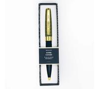 DRAEGER PARIS 1886 - Stylo Bille Rétractable SUPER COUSIN - Design Bleu Nuit & Or - Cadeau Unique Émotionnel - Prise en Main Confortable - Présenté en Écrin Élégant