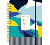 Agenda Semainier 2023-2024 - 13x18 cm - Septembre 2023 A Août 2024 - Bleu Et Jaune - Paris