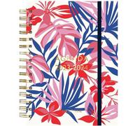 Draeger Paris - Agenda semainier 2023-2024 - 13x18 cm - Septembre 2023 à Août 2024 - Feuilles roses et rouges - couverture rigide hebdomadaire - Papier certifié FSC®