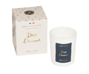 DRAEGER PARIS - Bougie blanche parfumée Santal Vénitien "Dose d'amour" - Idée Cadeau pour Amis, Couple, Amoureux, Collègue, Famille, Sœur - Pot en verre - Made in France - 100% Cire Végétale