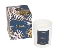 DRAEGER PARIS - Bougie Cadeau blanche Parfumée Santal Vénitien "Diva" - Idée Cadeau Diva, Amitié, Copine - Pot en verre - Made in France - 100% Cire Végétale - 40h de combustion