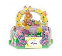 Draeger Paris - Carte de Pâques pop up avec enveloppe - Lapin 3D - Carte de voeux - Carte décorative en relief - Lapin de Pâques - Papier certifié FSC® - Carte de voeux pour enfants - Panier à fleurs