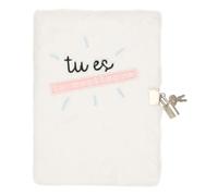 DRAEGER Paris - Journal Intime Blanc Peluche Tu ES la Meilleure- Journal avec Cadenas et clés pour Ses Secrets personnels - Carnet de Notes Cadeau à Offrir pour Fille, Femme