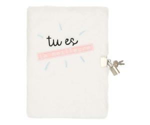 DRAEGER Paris - Journal Intime Blanc Peluche Tu ES la Meilleure- Journal avec Cadenas et clés pour Ses Secrets personnels - Carnet de Notes Cadeau à Offrir pour Fille, Femme