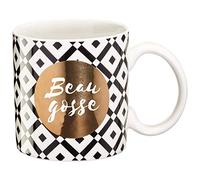 "DRAEGER PARIS - Mug Black & Gold porcelaine fine ""Beau gosse"" - humour pour Collègue, pour lui, Ami, Frère, Homme - Mug et tasse à café avec Coffret Cadeau"