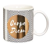 DRAEGER PARIS | Mug Black & Gold porcelaine fine "Carpe diem" | Profiter de la journée | Cadeau Anniversaire, Ami, Douceur | Mug et tasse à café avec Coffret Cadeau