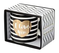 DRAEGER PARIS | Mug Black & Gold porcelaine fine "I Love You" | Idée Cadeau Amour, Collègue, Frères et sœurs, Anniversaire, Amitié, Copine, Copain| Tasses à café avec Coffret Cadeau