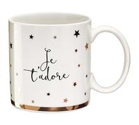 DRAEGER PARIS | Mug Black & Gold porcelaine fine "Je t'adore" | Idée Cadeau collègue, amie, copine, amitié | Tasse à thé, tasse à café avec Coffret Cadeau