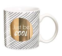 DRAEGER PARIS | Mug Black & Gold porcelaine fine "Just Be Cool" | Idée Cadeau Mug Humour Relax, zen, Réveil doux, bonne journée | Tasse à thé, tasse à café avec Coffret Cadeau