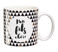 DRAEGER PARIS | Mug Black & Gold porcelaine fine "Mon fils chéri" |Mug Mignon pour son fils, pour lui, pour homme, pour son enfant |Tasse à café originale avec coffret Cadeau