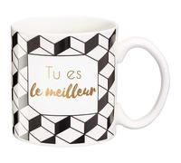 DRAEGER PARIS | Mug Black & Gold porcelaine fine "Tu es le meilleur" |Tasse à café pour son ami, collègue, partenaire, copain, amoureux |Mug original avec coffret Cadeau