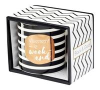 DRAEGER PARIS | Mug Black & Gold porcelaine fine "Vivement le week-end" |Mug humour à offrir à vos collègues, amis, proches |Mug café original avec coffret Cadeau