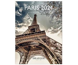 DRAEGER PARIS | Petit calendrier mural Paris 2024 à suspendre 14x18cm |16 mois sept 23 à dec 24 | 7 langues | Calendrier bureau, cuisine, maison mensuel | Papier certifié FSC® | encres végétales