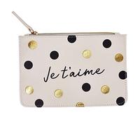 DRAEGER Paris - Petite Pochette à Zip Je t'aime - 20 x 13 cm - Crème - Pochette de Rangement, Trousse de Maquillage, Accessoire de beauté, Format Voyage, Idée Cadeau pour Femme