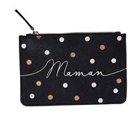 DRAEGER Paris - Petite Pochette à Zip Maman - 20 x 13 cm - Noir - Pochette de Rangement, Trousse de Maquillage, Accessoire de beauté, Format Voyage, Idée Cadeau pour Femme