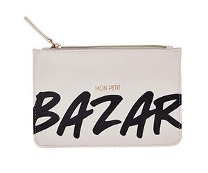 DRAEGER Paris - Petite Pochette à Zip Mon Petit Bazar - 20 x 13 cm - Crème - Pochette de Rangement, Trousse de Maquillage, Accessoire de beauté, Format Voyage, Idée Cadeau pour Femme