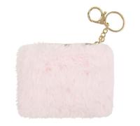 DRAEGER Paris | Porte-Monnaie Peluche Rose | Porte-Feuille Tout Doux avec Porte-clés |Trousse Maquillage, Trousse Crayons | Idée Cadeau Fille Femme Enfant Adulte | Cadeau Mignon