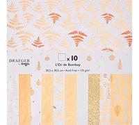 Toga Papier imprimé recyclé, Blanc et Or, 30.5 x 30.5 cm, Set de 10 Pièces