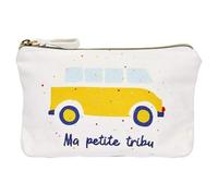 Draeger - Pochette Coton Ma Petite Tribu - Pochette avec Fermeture Éclair - Rangement Maquillage, Rouge à Lèvres, Crayons - Idéal Cadeau Anniversaire, Toutes Occasions - 100% Coton