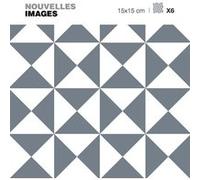 Draeger - Stickers motif triangle illusion gris et blanc 15 x 15 cm (Lot de 6) Blanc G