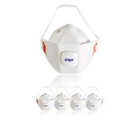 Dräger X-plore® 1930 V Masque de Protection respiratoire jetable FFP3 | Taille M-L | Lot de 5 Masques Anti-poussières avec soupape | Adapté pour des travaux de Construction, de Chimie et de Peinture