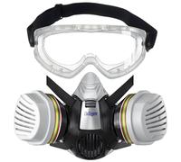 Dräger X-plore 3300 Demi-masque pour travaux chimiques avec lunettes de protection complètes X-pect 4400 & filtre combiné ABEK1 Hg P3, protection contre les vapeurs, gaz & particules, taille S