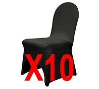 Dragées Anahita Housse de Chaise Universelle Lycra Extensible | Couleur : Noir | Déco Soirée - Banquet - Fêtes | Evènements Privés et Professionnels | Lavable - Réutilisable (10)