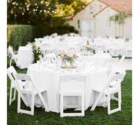 Dragées Anahita Nappe Ronde Blanche en Tissu 300cm Mariage et fêtes