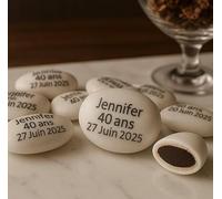 Dragées chocolat personnalisées dubai style avec votre texte 370g - pas cher - environ 75 dragées 71% de cacao & crème de pistache - Fabrication artisanale en France (Blanc, 370g)