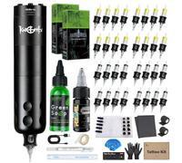 Dragoart Knight2Pro Kit de tatouage professionnel 10 000 tr/min, stylo de tatouage sans surchauffe, encre noire américaine pour ombrage de doublure, 32 aiguilles à cartouche 316 de qualité supérieure