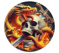 Dragon 1000 Pièces Puzzle Circulaire Arts créatifs Puzzles Classiques Puzzle Rond Créatif Jeu D'Intelligence Décoration pour Enfants Cadeau 1000pcs (67.5x67.5cm)