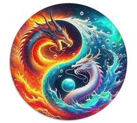 Dragon 1000 Pièces Puzzle Circulaire Arts créatifs Puzzles Classiques Puzzle Rond Créatif Jeu D'Intelligence Cadeaux 1000pcs (67.5x67.5cm)