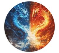 Dragon 1000 Pièces Puzzle Rond pour Adultes Animaux DIY Original Qualité SupérieureJeux De Défi Uniques 1000pcs (67.5x67.5cm)