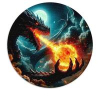 Dragon 1000 Pièces Puzzle Rond Puzzles Classiques The Majestic Dragon Puzzle Ronds Décompression Jeu D'Intelligence Pièces Parfaitement Assorties Ami Intéressants Cadeau Unique 1000pcs (67.5x67.5cm)